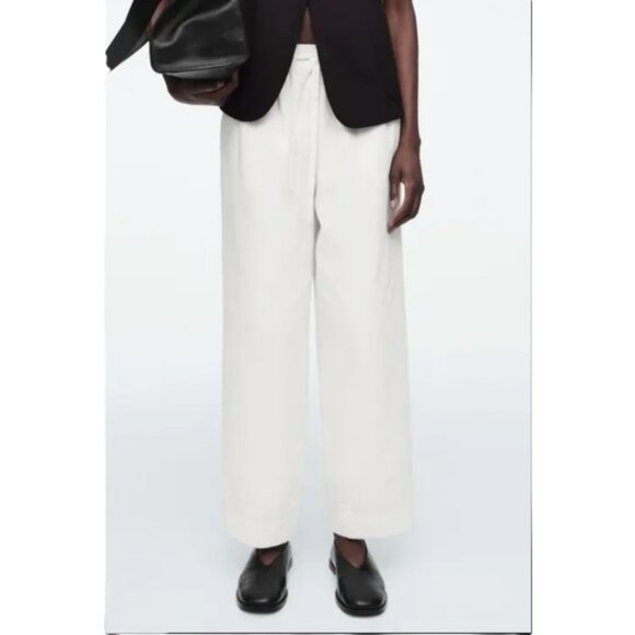 COS Wide Leg Crop Knit Pants Pull On Stretch Minimalist Culottes Preppy Ankle - Picture 1 of 7